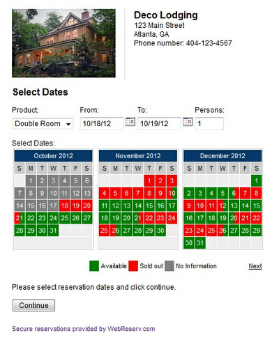 button-link booking calendar view