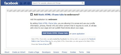 FB add static html to page