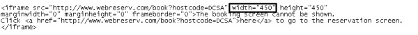 Reservation widget html code
