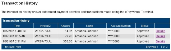 Transaction history keeps track of payments