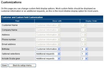 Custom field display order