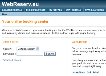 WebReserv now in Europe