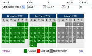 Grayed out booking calendar