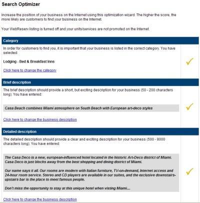 WebReserv Search Optimizer