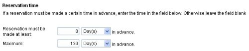 Setting maximum time in advance for new bookings
