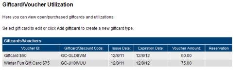 Gift card usage
