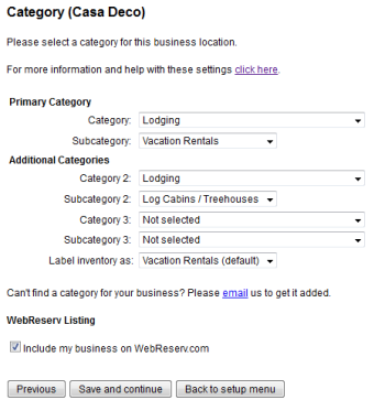 Include your business listing on the WebReserv Portal