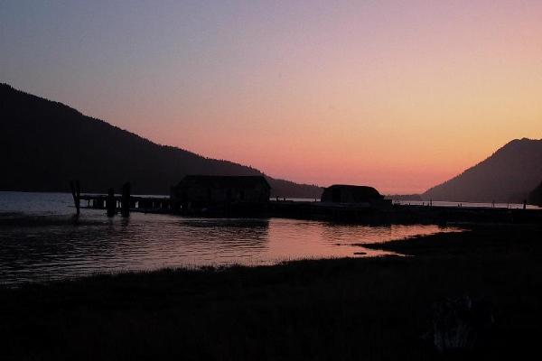 Cassiar Cannery - sunset over the docks