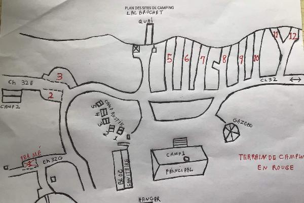 Plan des camps rustiques et des sites de camping.