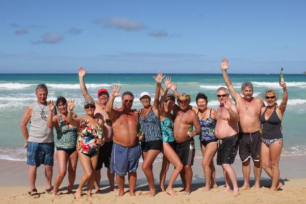 the beach, happy people