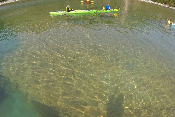 Exploring the Rock Maze limestone platforms on kayaks