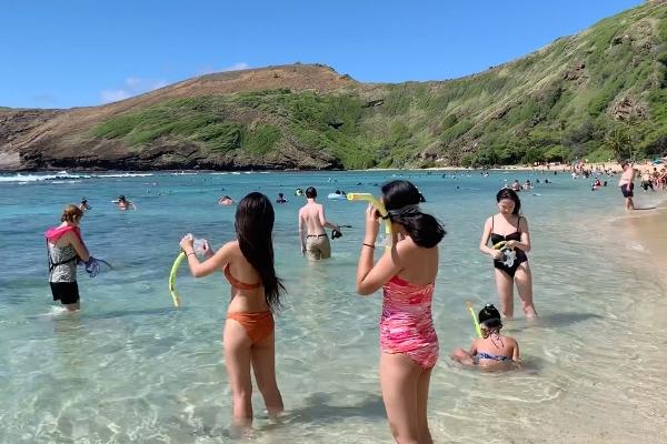 Swimming at Hanauma Bay