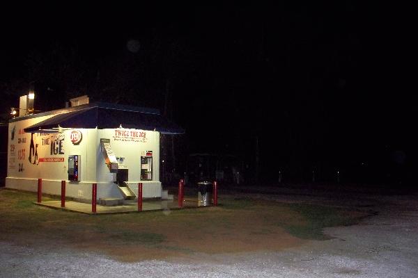 Ice House and RV Park at Night