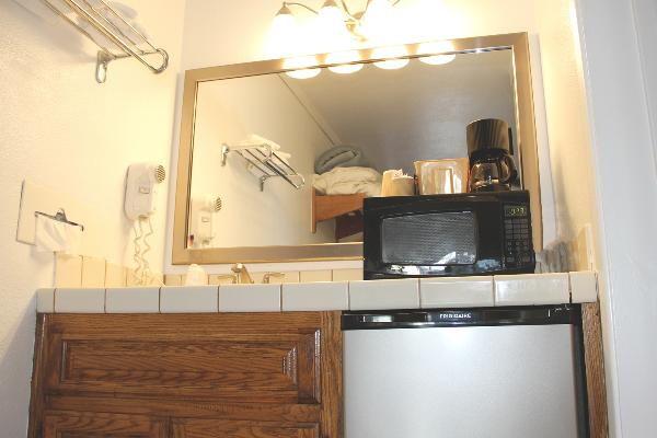 Kitchenette in back.