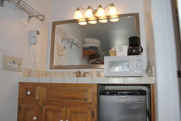 Kitchenette in back.