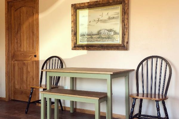 Enjoy making hiking plans while gathered around the dining table.