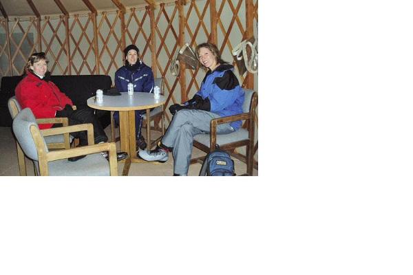 Enjoying the yurt