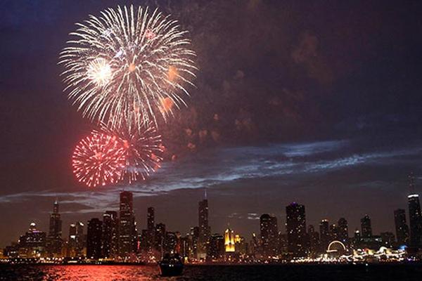 Fireworks on a Yacht