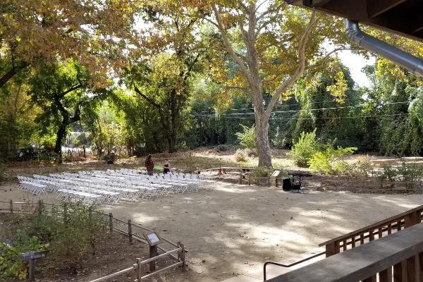 Tables and stage can be moved to use the space for wedding ceremonies.