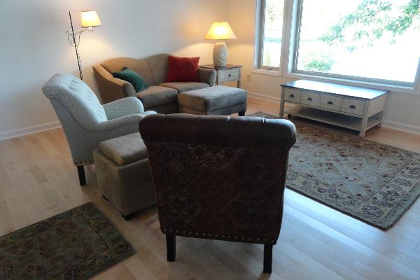 Main floor living room overlooking Salmon River