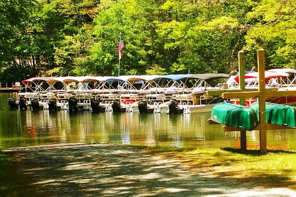 Boat ramp and dock in Summer