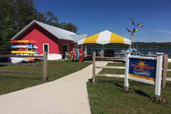 Check out our beautiful location on Lake Charlevoix in the Ironton Narrows!