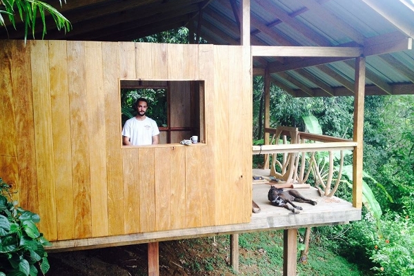 Tiny Houses under construction. Kyle and maggie supervising.