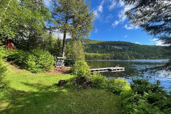 Canoe dock and cliffs