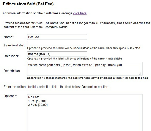 Custom Field - Pet Fees