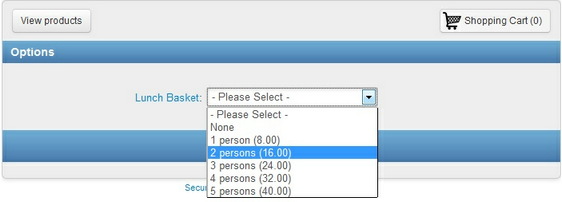 Lunch Basket Options page BC 2.0