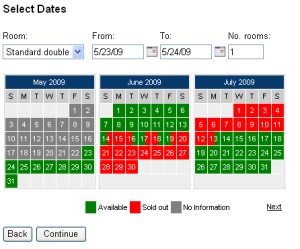 WebReserv's online booking calendar