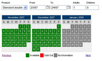 booking calendar grayed
