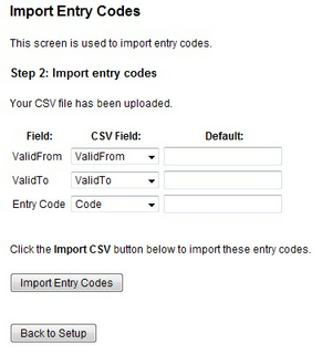 import entry codes 2