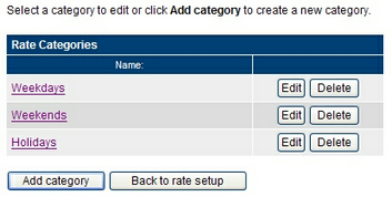 Setup Rate Category List